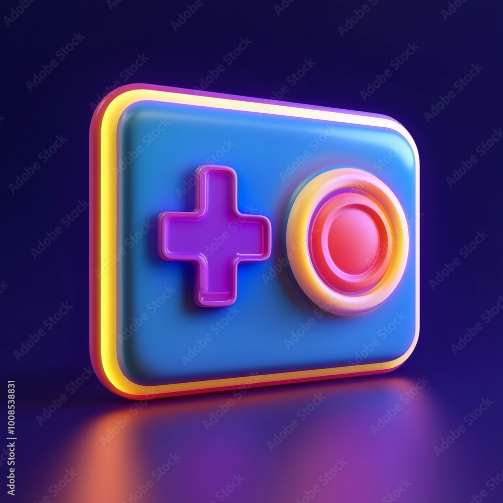 Obraz premium 3D Game Stream Icon: Live Gameplay Broadcasting Illustration Logo