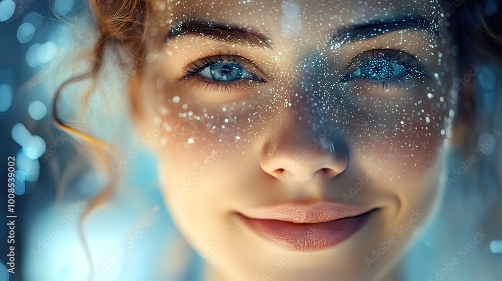 Portrait of a Woman with Sparkling Makeup Portrait of a Woman with Sparkling Makeup
