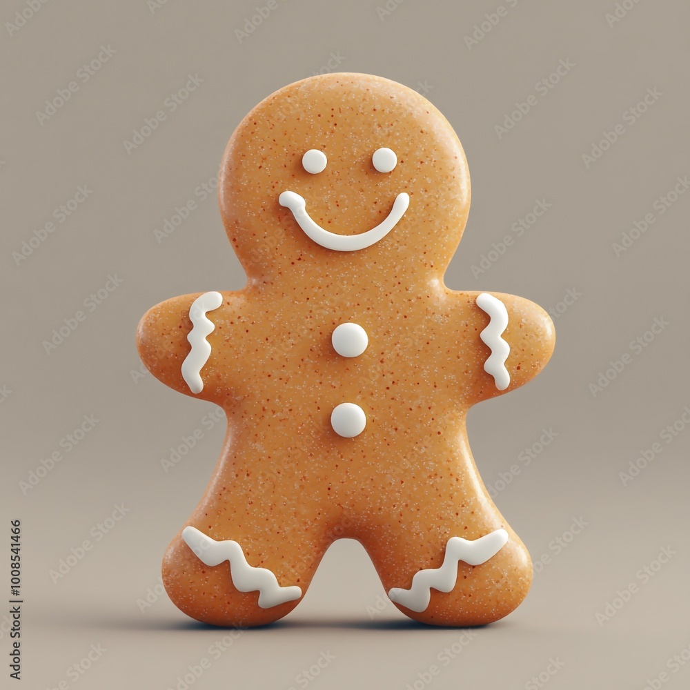 3D Gingerbread Man Icon: Festive Cookie Figure Illustration Logo 3D Gingerbread Man Icon: Festive Cookie Figure Illustration Logo