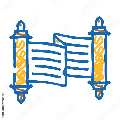 torah scroll jewish doodle icon sketch vector. torah scroll jewish sign. isolated symbol illustration