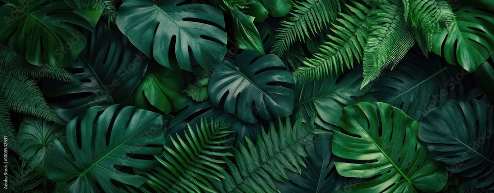Dark green tropical leaves. Dark green tropical leaves.