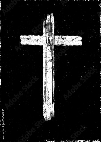 Grunge style minimal christian cross design
