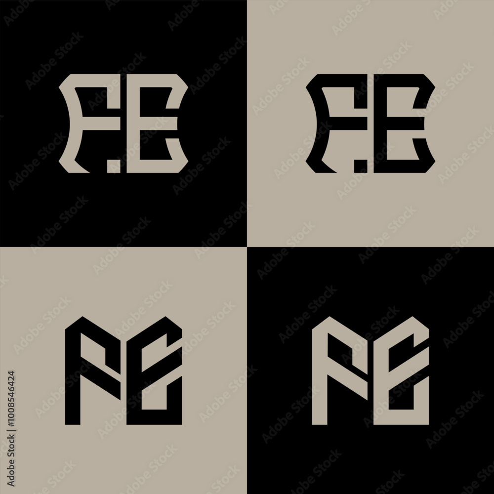 Obraz premium FE polygon, circle, hexagon, flat and simple letter logo set in one artboard. FE minimalist and classic logo.