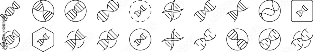 DNA Set of Thin Icons. Editable Stroke. Suitable for Web Sites, Books, Cards, Apps DNA Set of Thin Icons. Editable Stroke. Suitable for Web Sites, Books, Cards, Apps