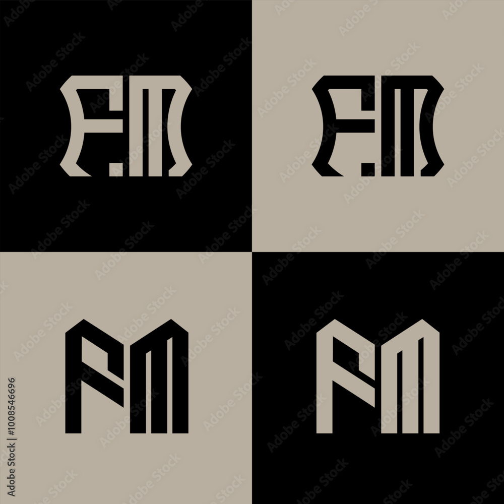 FM polygon, circle, hexagon, flat and simple letter logo set in one artboard. FM minimalist and classic logo. FM polygon, circle, hexagon, flat and simple letter logo set in one artboard. FM minimalist and classic logo.