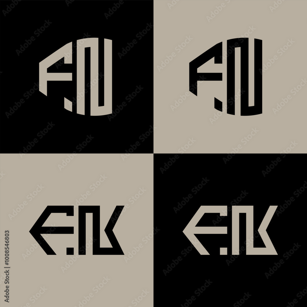 FN polygon, circle, hexagon, flat and simple letter logo set in one artboard. FN minimalist and classic logo. FN polygon, circle, hexagon, flat and simple letter logo set in one artboard. FN minimalist and classic logo.