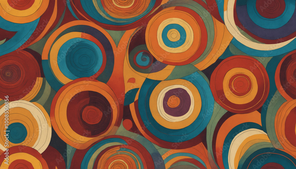 Vibrant Abstract Pattern Background with Overlapping Circles and Swirls. Vibrant Abstract Pattern Background with Overlapping Circles and Swirls.