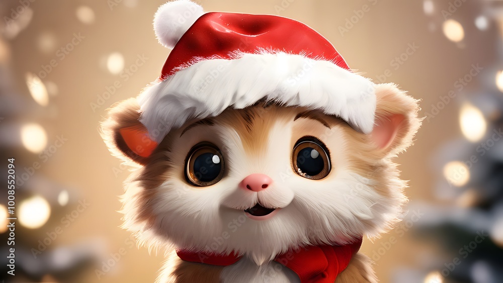 Cute animals for Christmas. Generative AI. Cute animals for Christmas. Generative AI.