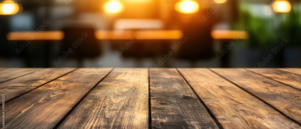 Close-up view of a rustic wooden table with blurred background lighting, creating a warm and inviting atmosphere perfect for dining or gatherings. Close-up view of a rustic wooden table with blurred background lighting, creating a warm and inviting atmosphere perfect for dining or gatherings.