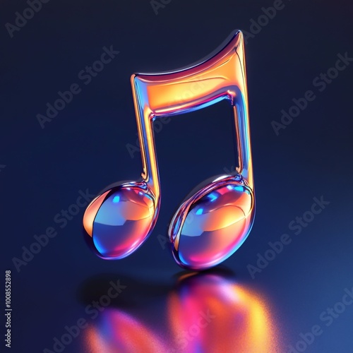 3D Music Note Icon: Symbol of Sound and Melody Illustration Logo