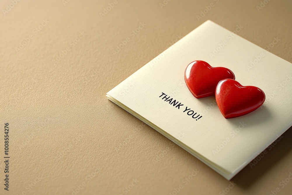 A Card with Two Paper Hearts and the Words A Card with Two Paper Hearts and the Words