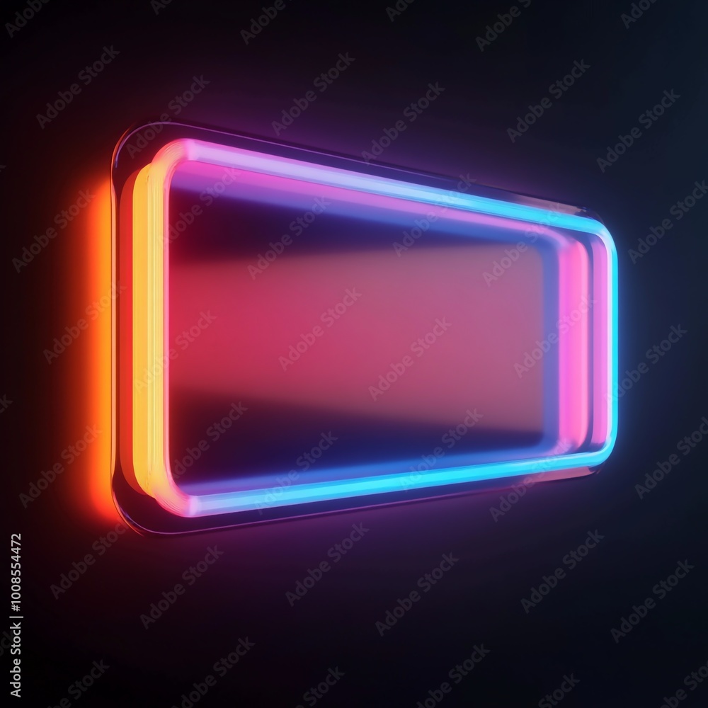 Fototapeta premium 3D Neon Sign Icon: Bright Advertising Display Illustration Logo