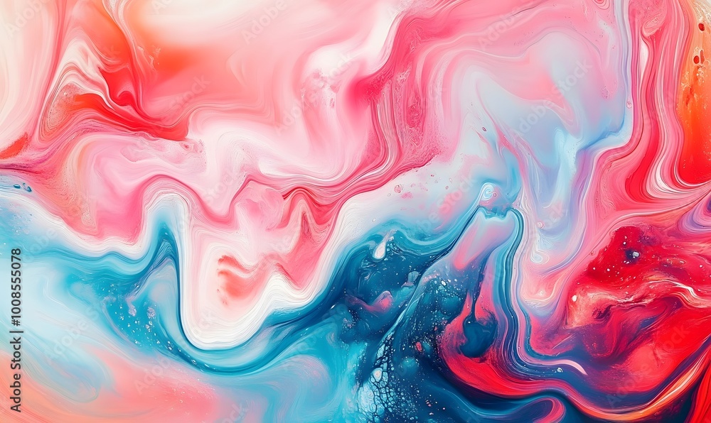 Obraz premium Colorful marbled liquid background with flowing forms, generative ai