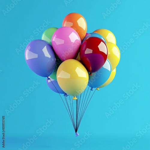 3D Party Balloons Icon: Festive Celebration Decorations Illustration Logo