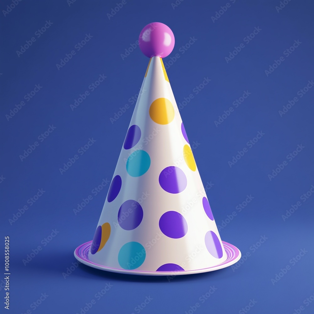 3D Party Hat Icon: Festive Headwear for Celebrations Illustration Logo 3D Party Hat Icon: Festive Headwear for Celebrations Illustration Logo