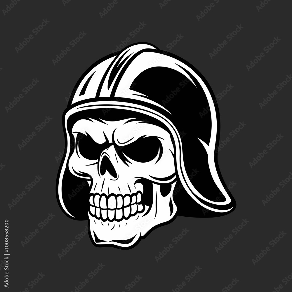 Obraz premium Skull Illustration in Military Helmet
