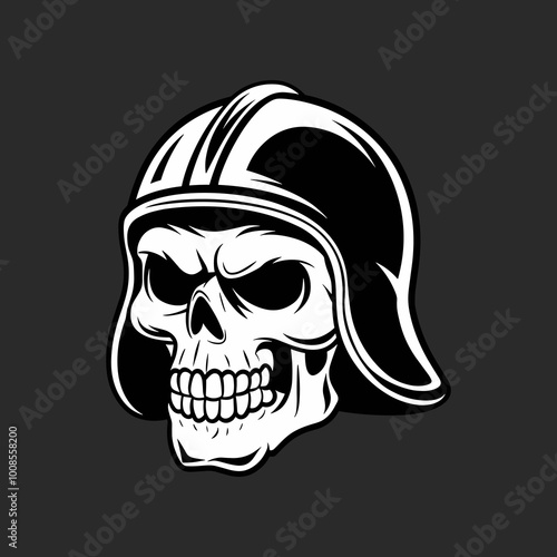 Skull Illustration in Military Helmet