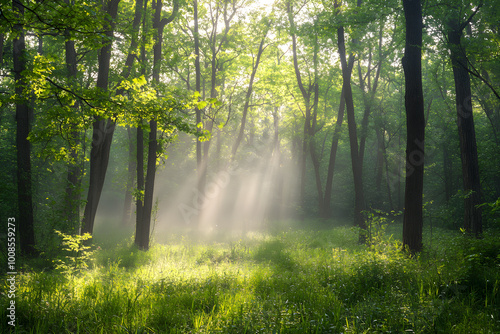 sun rays in the forest