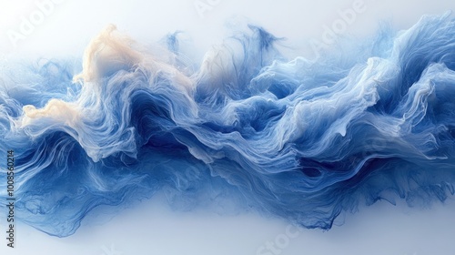 Abstract Blue and White Swirling Waves