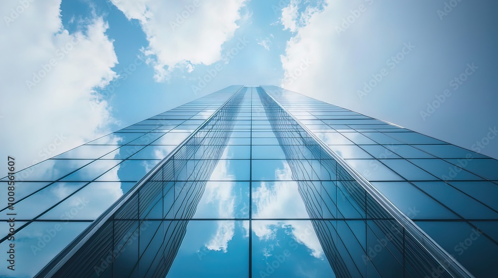 Fototapeta premium Modern Skyscraper Reflecting the Clouds