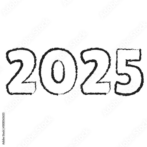 Chinese 2025 Wax Texture Contour New Year Numeric. Zodiac Asia Silhouette Snake