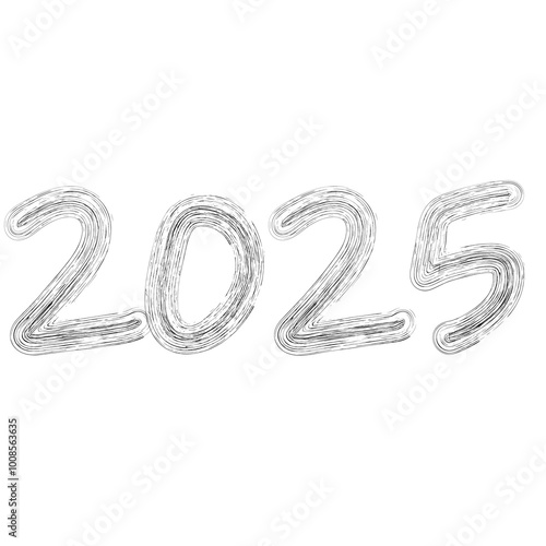 Chinese 2025 Contour Wax Texture New Year Numeric.