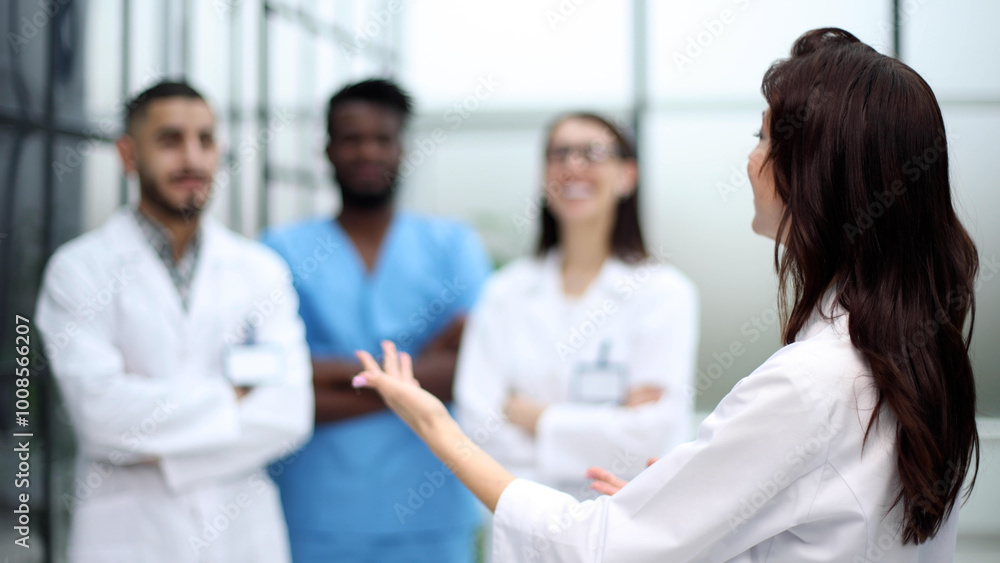 Fototapeta premium Group of medicine doctors talking during conference