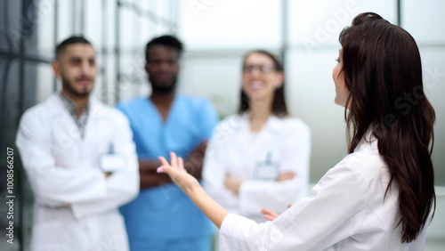 Group of medicine doctors talking during conference