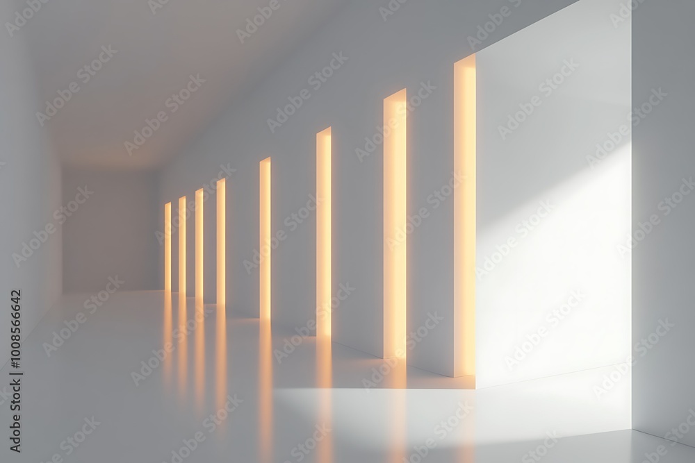 Modern interior with illuminated vertical panels. Modern interior with illuminated vertical panels.