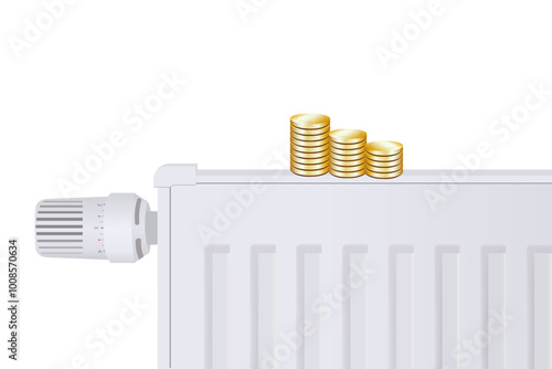 Adjustable heating radiator showing cost savings