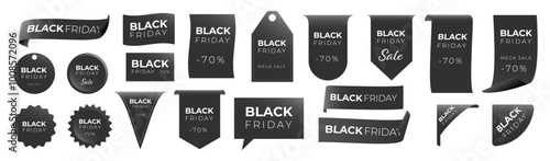 Black friday sticker set. Sale poster set. Vector