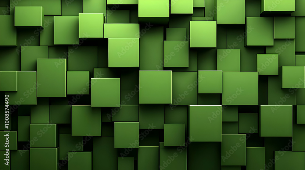 3D Abstract Green Cubes Background Design with Geometric Pattern 3D Abstract Green Cubes Background Design with Geometric Pattern