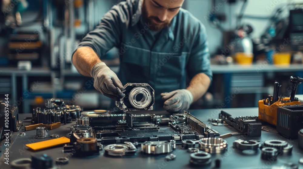 Mechanic Repairing Complex Machine Parts Mechanic Repairing Complex Machine Parts
