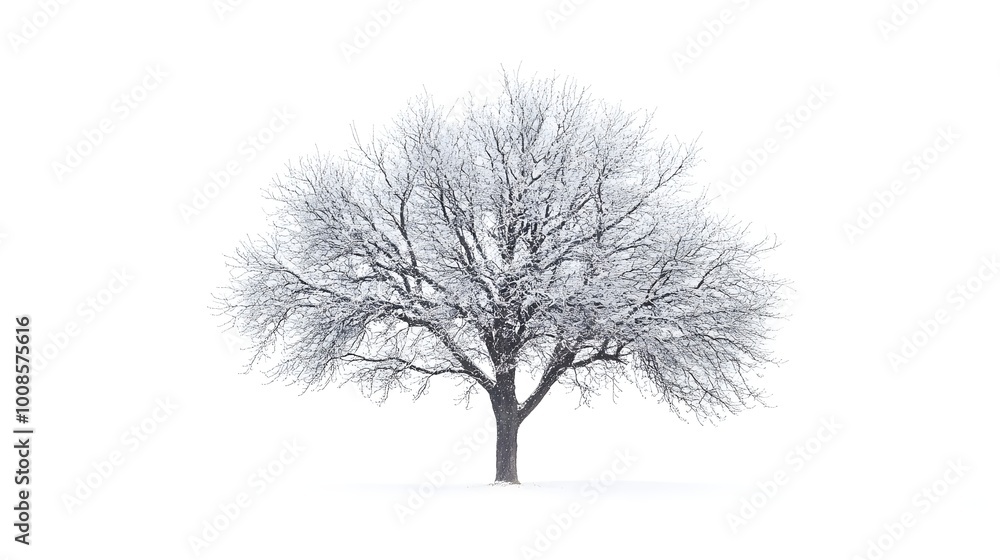 Obraz premium A wintry scene with a snow covered tree