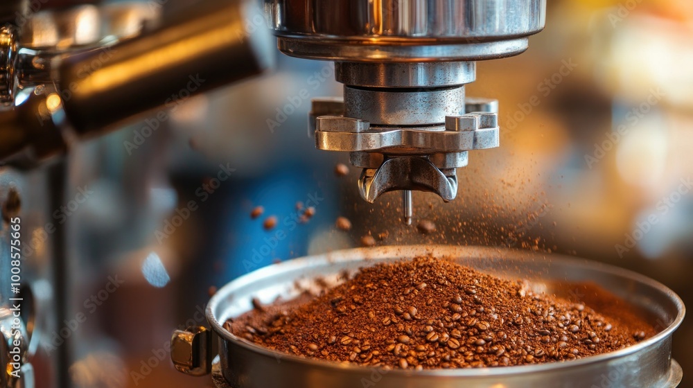 Coffee Beans Being Ground in a Coffee Grinder Coffee Beans Being Ground in a Coffee Grinder