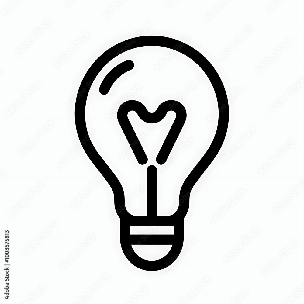 Minimalist Light Bulb Icon with Heart Shape for Creativity and Love Minimalist Light Bulb Icon with Heart Shape for Creativity and Love