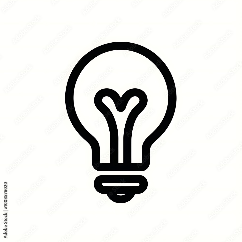 Minimalist Light Bulb Icon with Black and White Design Minimalist Light Bulb Icon with Black and White Design