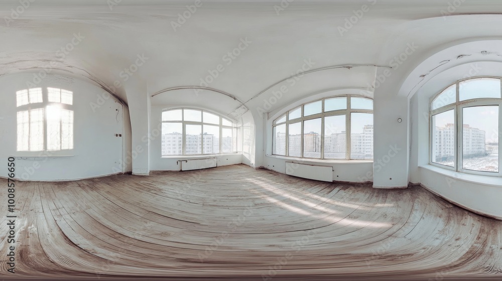 Empty Room with Panoramic Windows Empty Room with Panoramic Windows