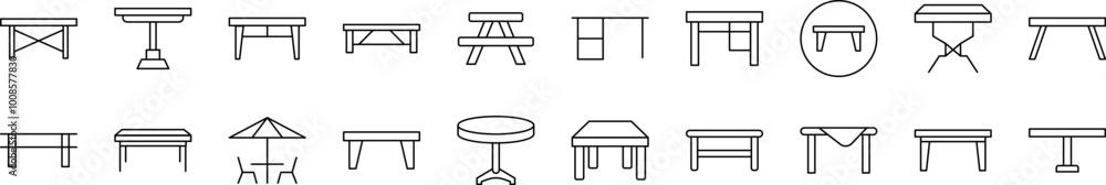 Table Thin Icons Collection. Editable Stroke. Suitable for Web Sites, Books, Cards, Apps Table Thin Icons Collection. Editable Stroke. Suitable for Web Sites, Books, Cards, Apps