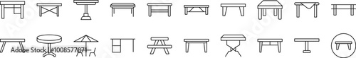 Table Collection of Thin Icons. Editable Stroke. Suitable for Web Sites, Books, Cards, Apps