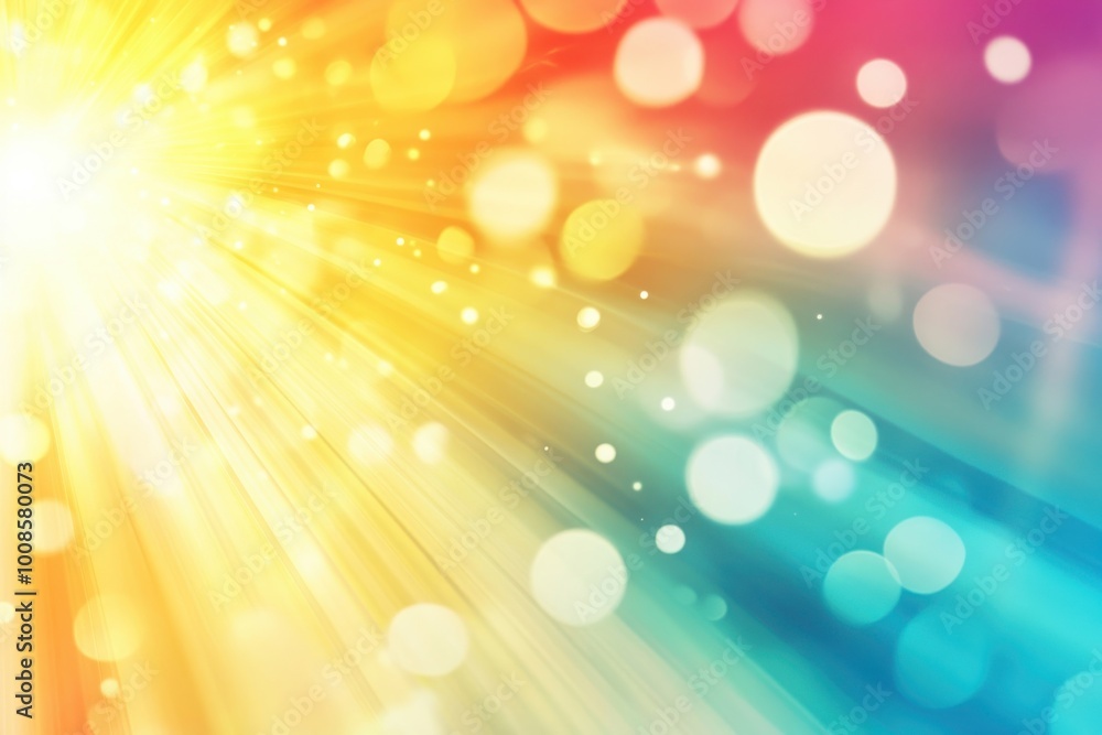 Radiant sunlight rays with soft bokeh effects, featured on a crisp white background Radiant sunlight rays with soft bokeh effects, featured on a crisp white background