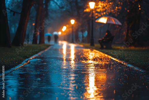 cozy raining night view of the city