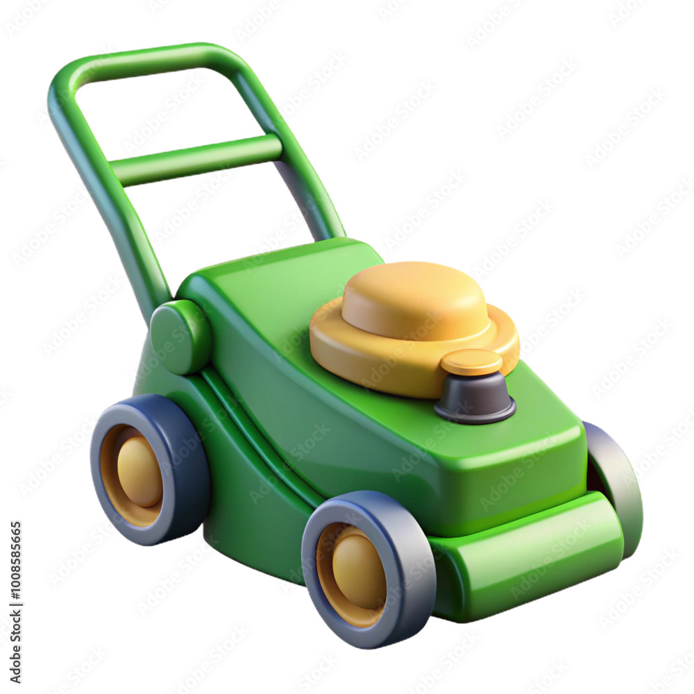 Fototapeta premium Lawn mower 3d cartoon style illustration
