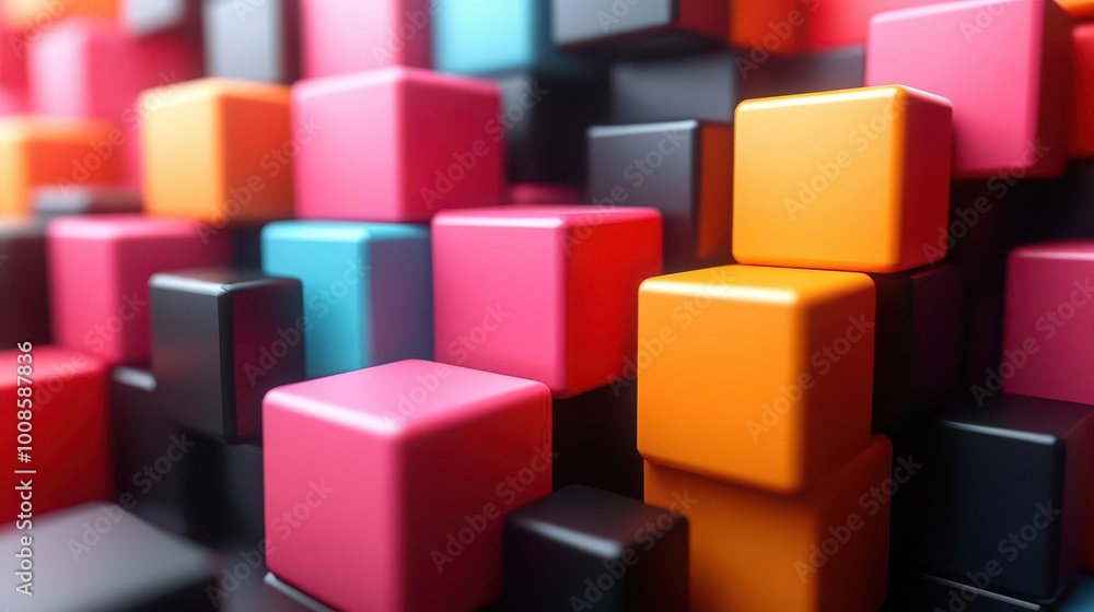 Obraz premium abstract geometric background showcases a threedimensional arrangement of cubes creating a visually striking representation of depth and modern design