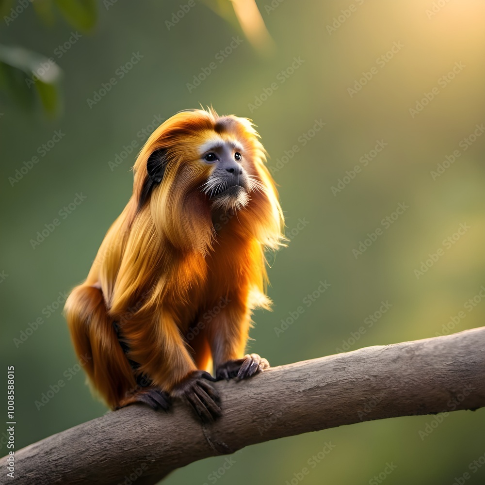 Rare Golden Lion Tamarin in Sunset Glow Rare Golden Lion Tamarin in Sunset Glow