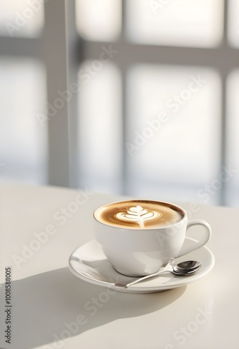 Morning Tranquility: Cup of Coffee in Sunlit Corner