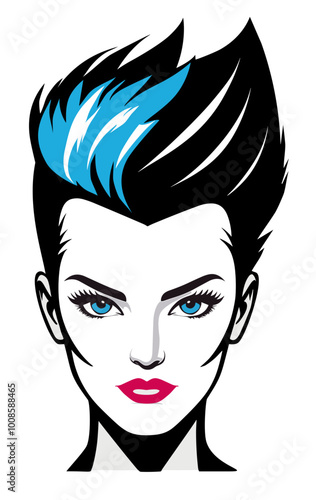 Mohawk with medium-length hair, short on the sides and vibrant colors for modern 2000s style