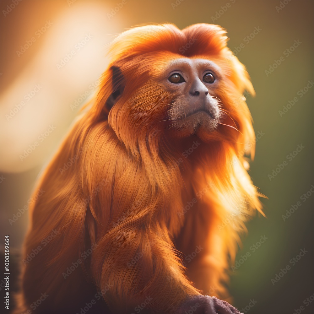 Brazilian Golden Tamarin: Capturing Sunset Serenity Brazilian Golden Tamarin: Capturing Sunset Serenity