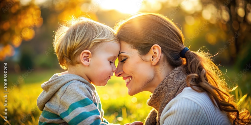 Loving Moment Between Child and Mother in a Serene Outdoor Setting Full of Joy and Togetherness Loving Moment Between Child and Mother in a Serene Outdoor Setting Full of Joy and Togetherness