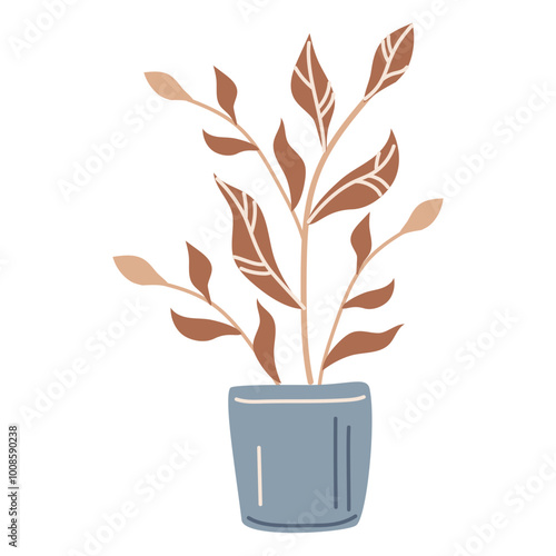 Benjamin's ficus flower in a pot. Vector illustration isolated on a white background